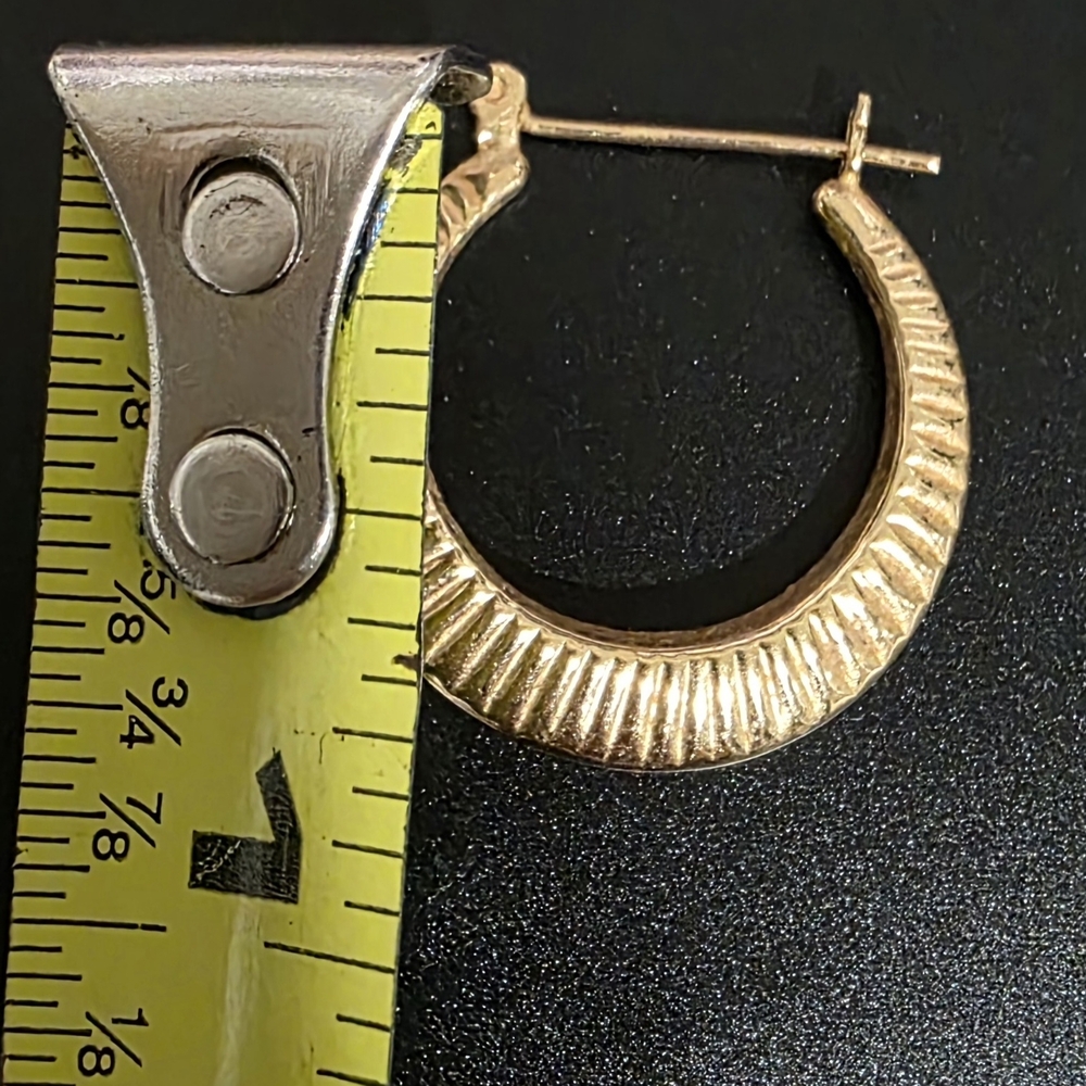 14k Genuine Gold Hoop Earrings Wide Hoop - Picture 3 of 6